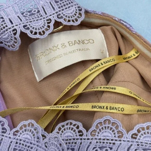 🆕 BRONX & BANCO 🧿 NWOT Eva Embroidered High-Low Midi Dress, Purple Sz M US 6 - Picture 15 of 16